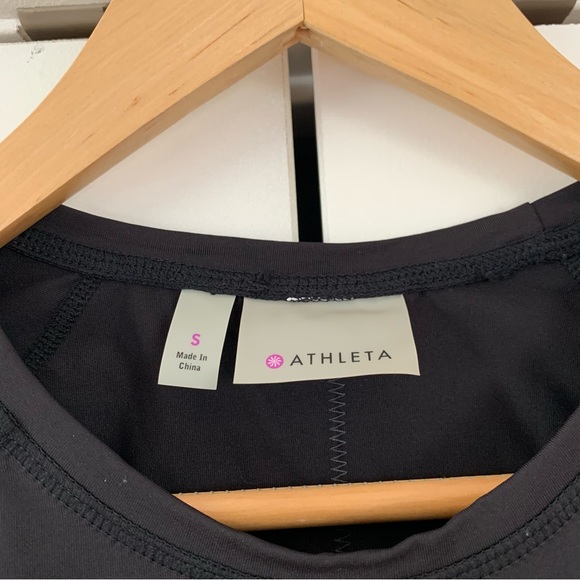Athleta Swim Shirt Black Long Sleeve Fitted Rash guard T Shirt Scoop Neck Small - Picture 5 of 7